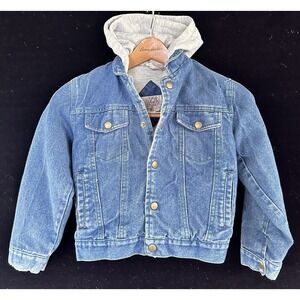 Kid's Saugatuck Denim Jean Jacket Sweatshirt Hooded Sz 10